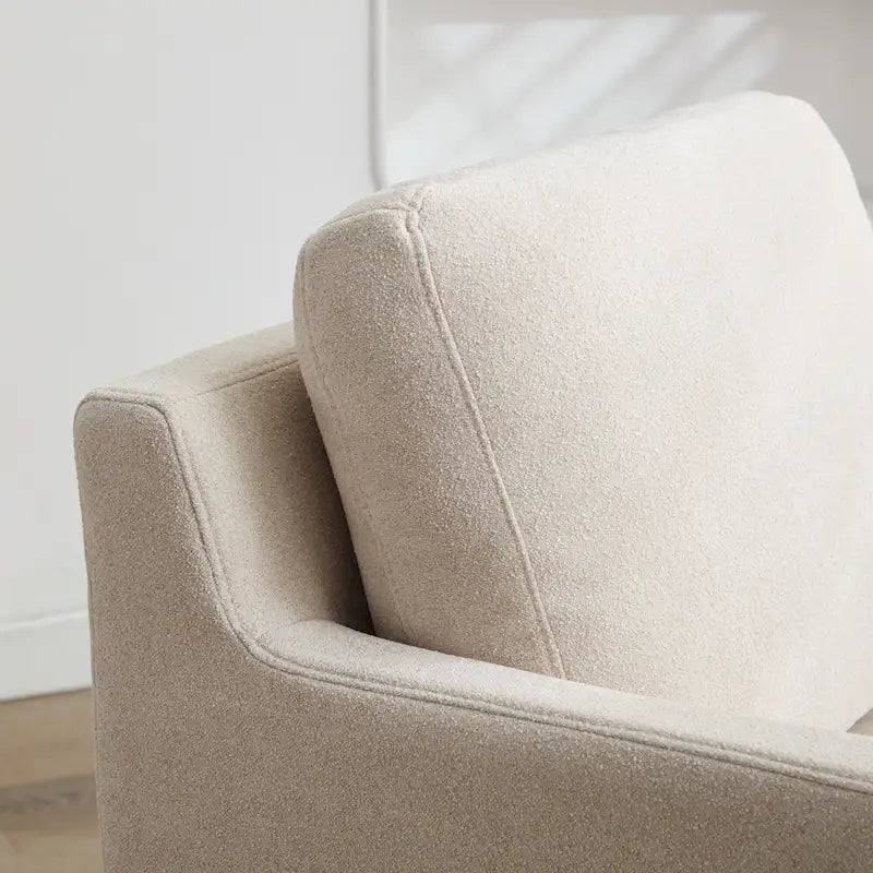 Modern 29.92 Chenille 360 Swivel Accent Chair with Solid Wood Frame and Removable Back Cushion