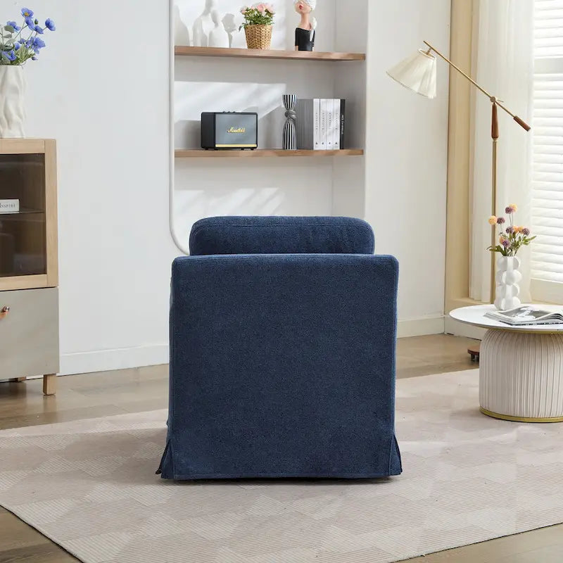 Modern 29.92 Chenille 360 Swivel Accent Chair with Solid Wood Frame and Removable Back Cushion