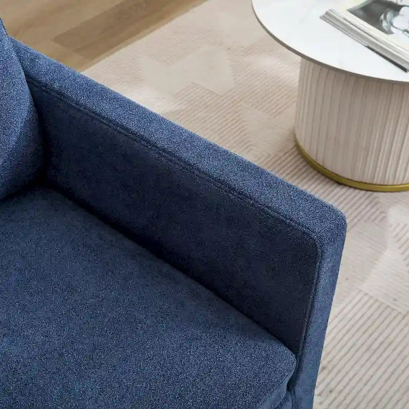 Modern 29.92 Chenille 360 Swivel Accent Chair with Solid Wood Frame and Removable Back Cushion
