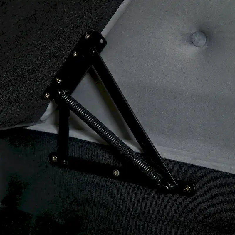 Grey Modern 60 Velvet Upholstered Buttons Tufted Chaise Lounge Chair with Solid Wood Legs and Storage