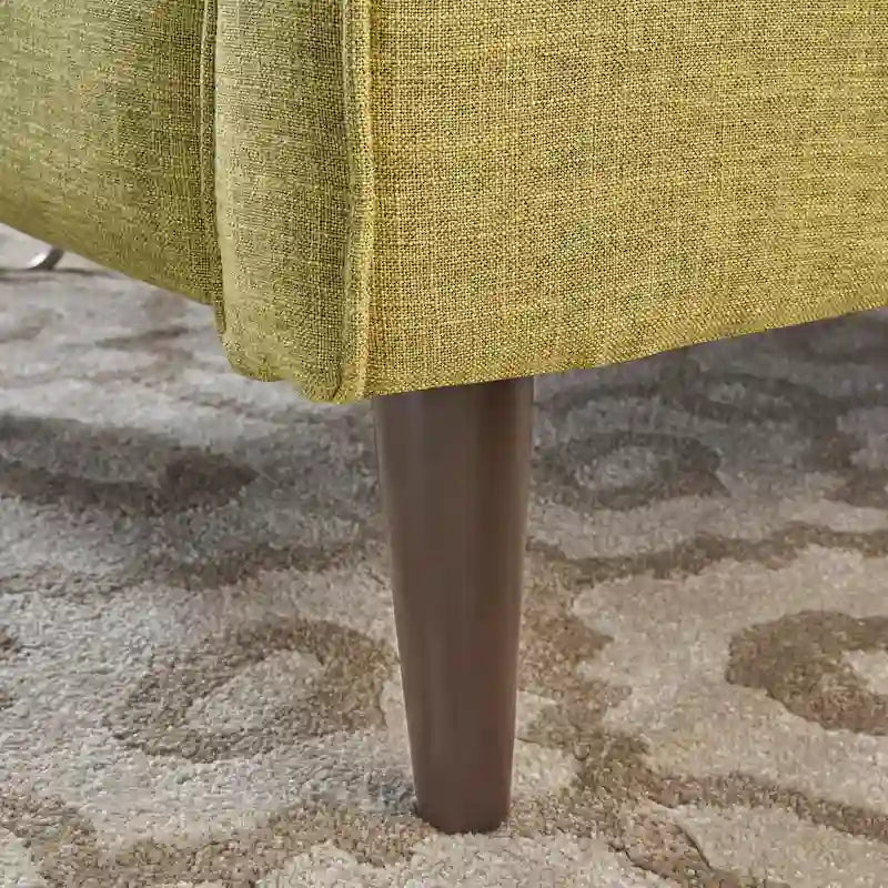 Green Fabric Mid-Century Upholstered Push Back Recliner with Footrest, Button-tufted Backrest, Beech Wood Legs