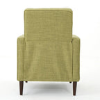 Green Fabric Mid-Century Upholstered Push Back Recliner with Footrest, Button-tufted Backrest, Beech Wood Legs