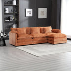 Orange 112.2 L-Shaped 4-Seat Sectional Sofa in Modern Boucle Fabric with Removable Cushions and Detachable Armrests