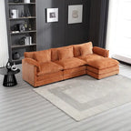 Orange 112.2 L-Shaped 4-Seat Sectional Sofa in Modern Boucle Fabric with Removable Cushions and Detachable Armrests