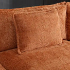 Orange 112.2 L-Shaped 4-Seat Sectional Sofa in Modern Boucle Fabric with Removable Cushions and Detachable Armrests