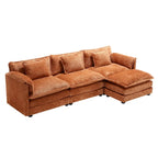 Orange 112.2 L-Shaped 4-Seat Sectional Sofa in Modern Boucle Fabric with Removable Cushions and Detachable Armrests