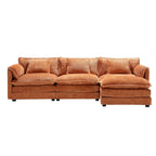 Orange 112.2 L-Shaped 4-Seat Sectional Sofa in Modern Boucle Fabric with Removable Cushions and Detachable Armrests