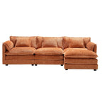 Orange 112.2 L-Shaped 4-Seat Sectional Sofa in Modern Boucle Fabric with Removable Cushions and Detachable Armrests