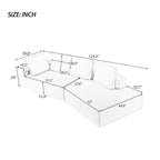 Grey 125 Modern 4-Seat Chaise Lounge Sofa for Living Room Relaxation, Indoor Sleeper