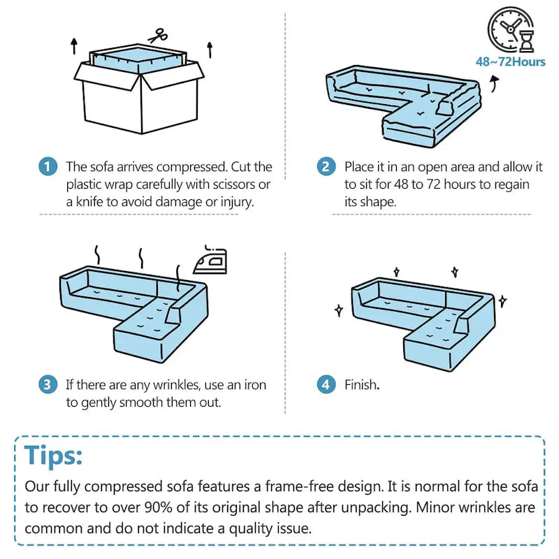 Grey 125 Modern 4-Seat Chaise Lounge Sofa for Living Room Relaxation, Indoor Sleeper