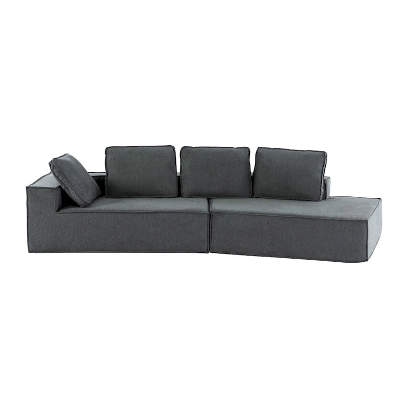 Grey 125 Modern 4-Seat Chaise Lounge Sofa for Living Room Relaxation, Indoor Sleeper