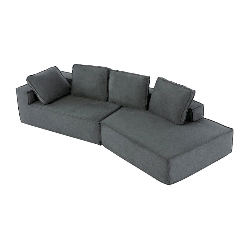 Grey 125 Modern 4-Seat Chaise Lounge Sofa for Living Room Relaxation, Indoor Sleeper