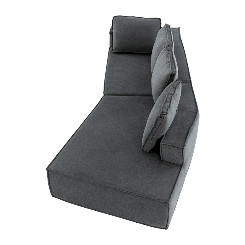 Grey 125 Modern 4-Seat Chaise Lounge Sofa for Living Room Relaxation, Indoor Sleeper