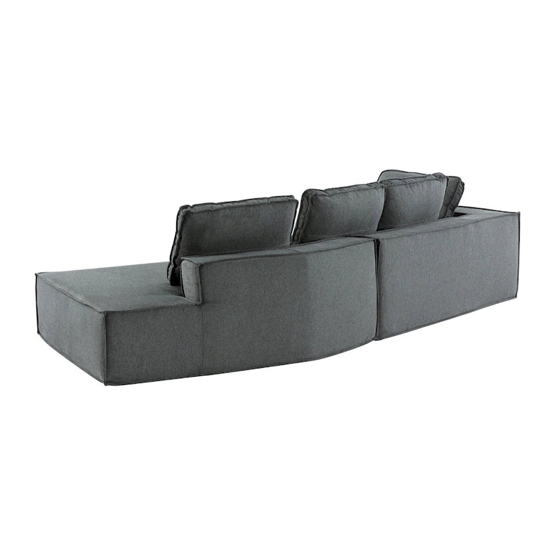 Grey 125 Modern 4-Seat Chaise Lounge Sofa for Living Room Relaxation, Indoor Sleeper
