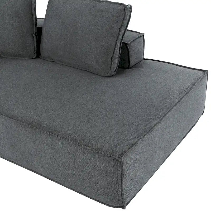 Grey 125 Modern 4-Seat Chaise Lounge Sofa for Living Room Relaxation, Indoor Sleeper