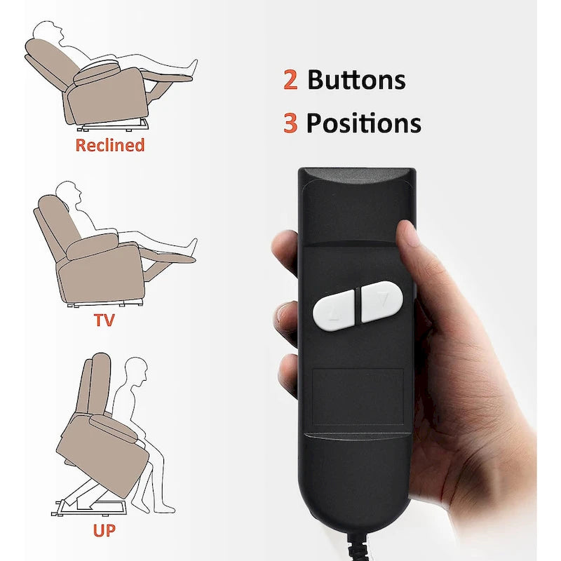 Grey Fabric Power Lift Recliner Chair for Elderly, with Remote Control, Overstuffed Cushion, Side Pocket, and Heavy-Duty Frame