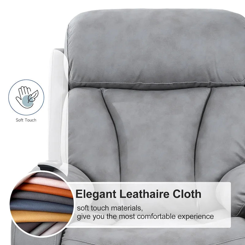 Grey Fabric Power Lift Recliner Chair for Elderly, with Remote Control, Overstuffed Cushion, Side Pocket, and Heavy-Duty Frame