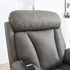Grey Fabric Power Lift Recliner Chair for Elderly, with Remote Control, Overstuffed Cushion, Side Pocket, and Heavy-Duty Frame