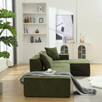 Green 129.5 Minimalist Modular L-Shaped 4 Seater Sectional Sofa Set with Chaise, Versatile Free-Combination Design