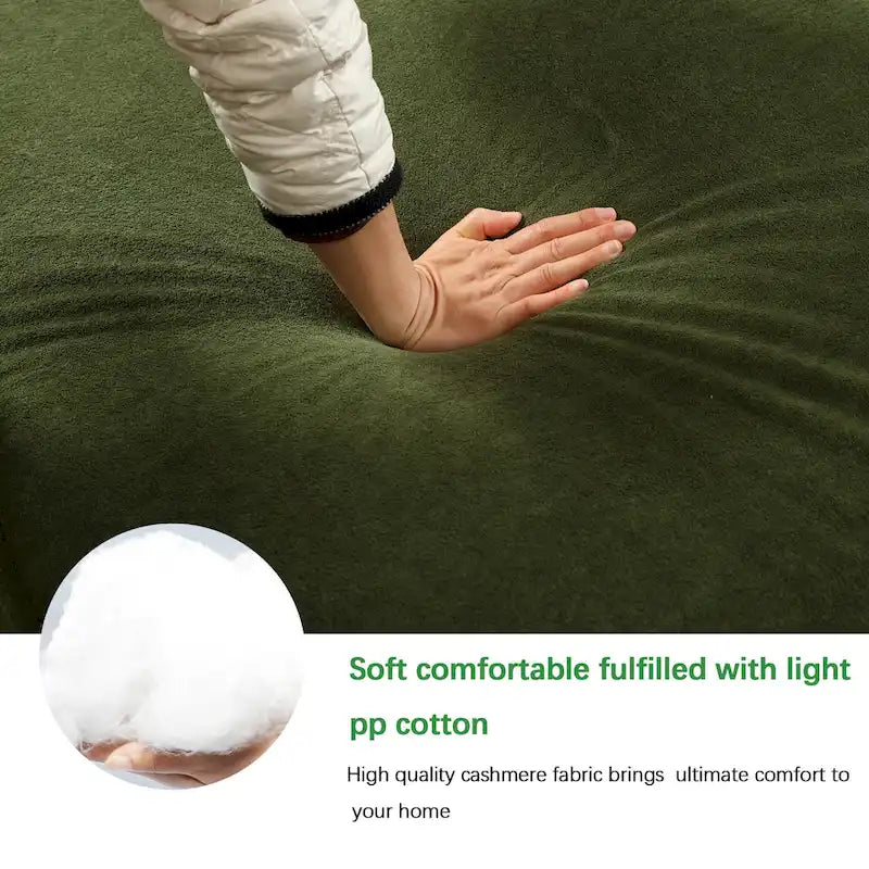 Green 129.5 Minimalist Modular L-Shaped 4 Seater Sectional Sofa Set with Chaise, Versatile Free-Combination Design