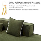 Green 129.5 Minimalist Modular L-Shaped 4 Seater Sectional Sofa Set with Chaise, Versatile Free-Combination Design