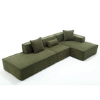 Green 129.5 Minimalist Modular L-Shaped 4 Seater Sectional Sofa Set with Chaise, Versatile Free-Combination Design