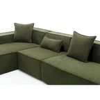 Green 129.5 Minimalist Modular L-Shaped 4 Seater Sectional Sofa Set with Chaise, Versatile Free-Combination Design