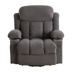 Grey Electric Power Lift Recliner featuring Heating, Massage, USB Port, Side Pockets, and Remote Control Functionality