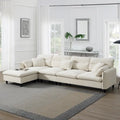110 Modern L-Shaped Convertible 5-Seat Sectional Sofa with Removable Ottoman and 5 Cushions, Plush Chenille Fabric