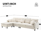 110 Modern L-Shaped Convertible 5-Seat Sectional Sofa with Removable Ottoman and 5 Cushions, Plush Chenille Fabric