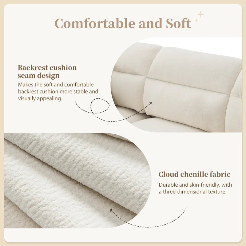 110 Modern L-Shaped Convertible 5-Seat Sectional Sofa with Removable Ottoman and 5 Cushions, Plush Chenille Fabric