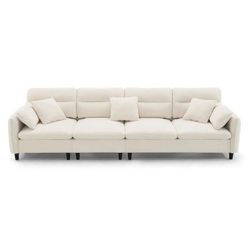 110 Modern L-Shaped Convertible 5-Seat Sectional Sofa with Removable Ottoman and 5 Cushions, Plush Chenille Fabric