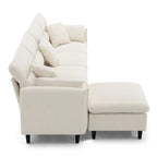 110 Modern L-Shaped Convertible 5-Seat Sectional Sofa with Removable Ottoman and 5 Cushions, Plush Chenille Fabric