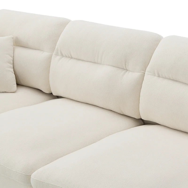 110 Modern L-Shaped Convertible 5-Seat Sectional Sofa with Removable Ottoman and 5 Cushions, Plush Chenille Fabric