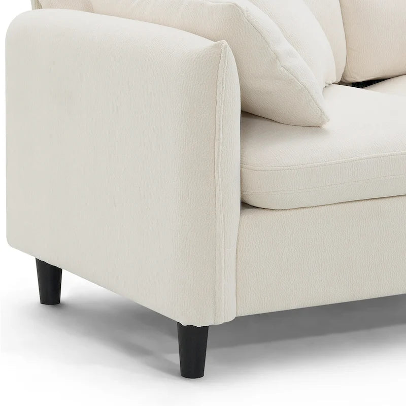 110 Modern L-Shaped Convertible 5-Seat Sectional Sofa with Removable Ottoman and 5 Cushions, Plush Chenille Fabric