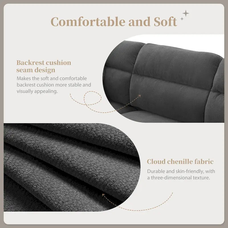 110 Modern L-Shaped Convertible 5-Seat Sectional Sofa with Removable Ottoman and 5 Cushions, Plush Chenille Fabric