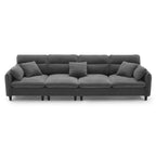 110 Modern L-Shaped Convertible 5-Seat Sectional Sofa with Removable Ottoman and 5 Cushions, Plush Chenille Fabric