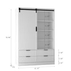 47.24 Modern Armoire with with Hanging Rod, Drawers and Open Shelves for Bedroom