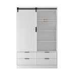 47.24 Modern Armoire with with Hanging Rod, Drawers and Open Shelves for Bedroom