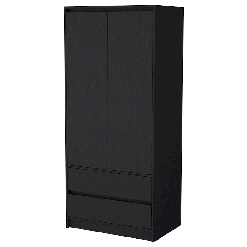 20.47 Modern Double-door Armoire with Hanging Rod and Two Drawers for Bedroom