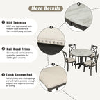 Modern Style Wooden 5-Piece Dining Set with Round Table amd 4 Upholstered Chairs