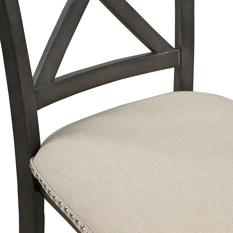 Modern Style Wooden 5-Piece Dining Set with Round Table amd 4 Upholstered Chairs