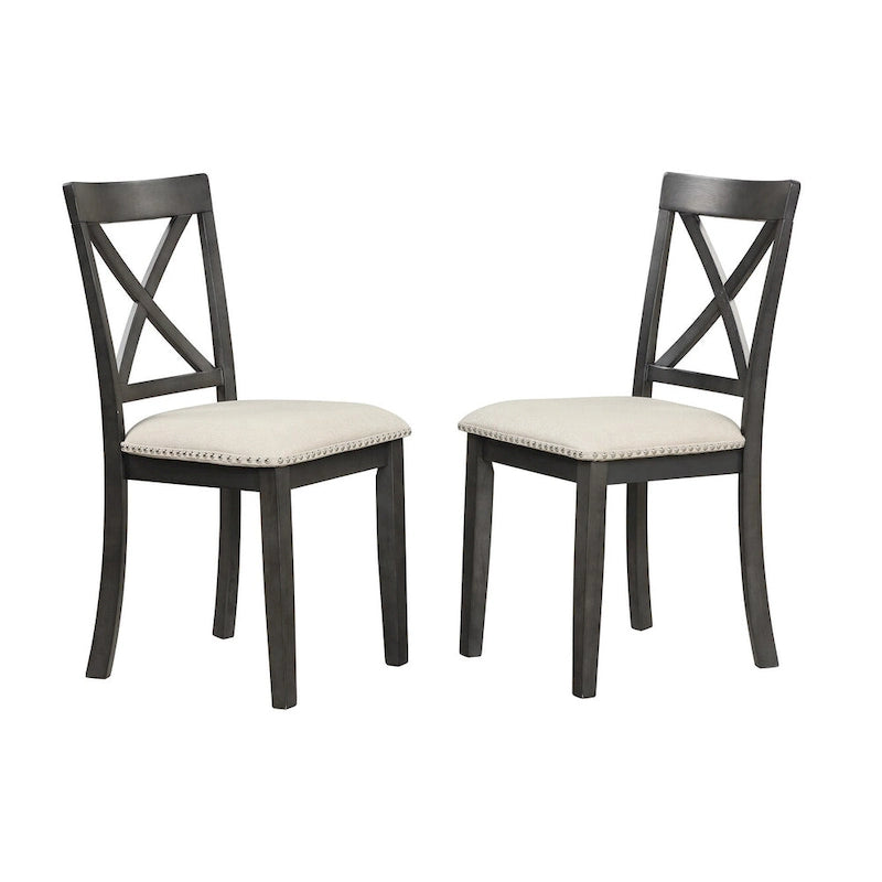 Modern Style Wooden 5-Piece Dining Set with Round Table amd 4 Upholstered Chairs