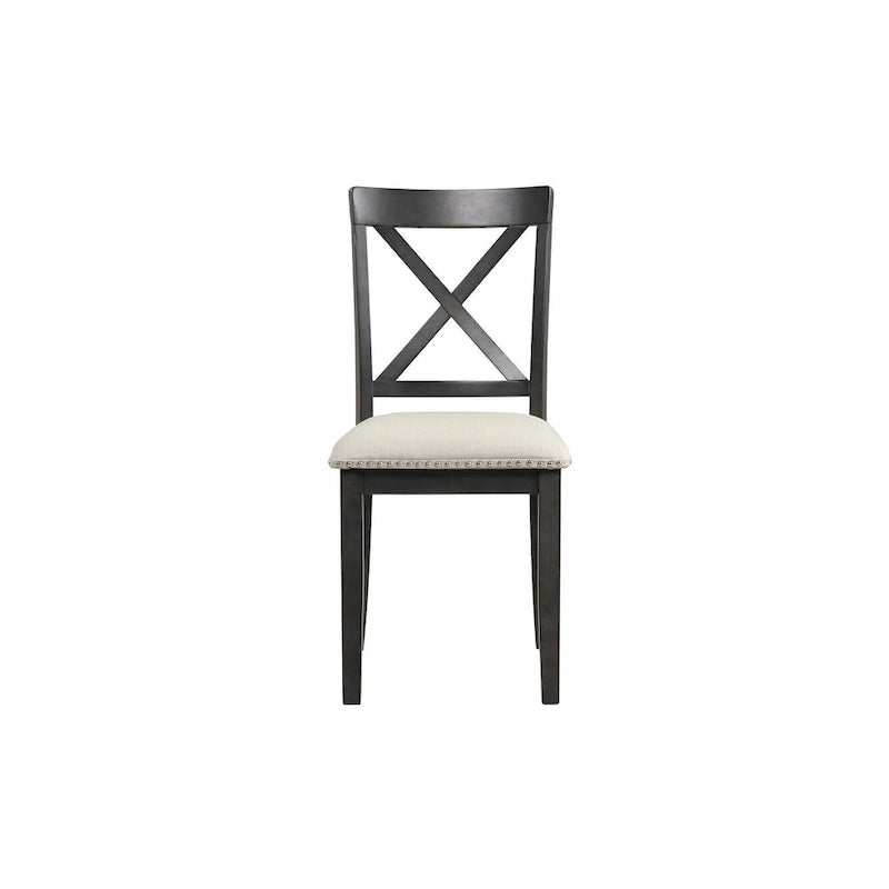 Modern Style Wooden 5-Piece Dining Set with Round Table amd 4 Upholstered Chairs