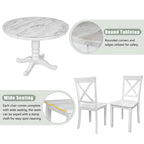 Modern Style Wooden 5-Piece Dining Set with Round Table amd 4 Upholstered Chairs