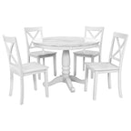 Modern Style Wooden 5-Piece Dining Set with Round Table amd 4 Upholstered Chairs