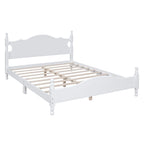 Retro Pine Platform Bed with Headboard and Footboard