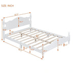 Retro Pine Platform Bed with Headboard and Footboard