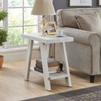 23.5 Modern Rectangular Side Table with Storage Shelf and Wide-angled Legs
