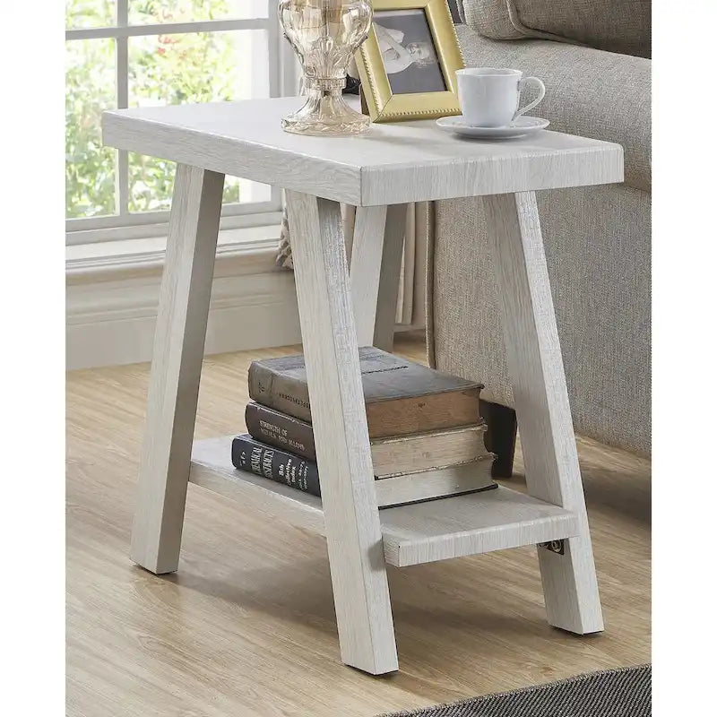 23.5 Modern Rectangular Side Table with Storage Shelf and Wide-angled Legs